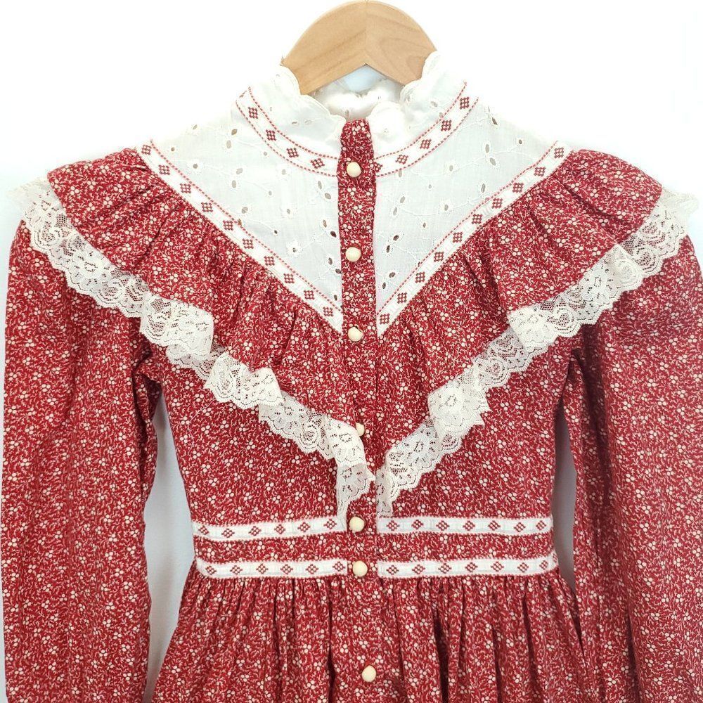 Girls Christmas Dress Handmade Mistletoe Holiday Vintage Cottagecore Size 4-5 - Picture 3 of 13